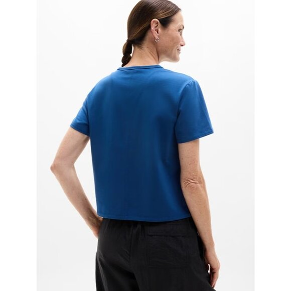 Athleta L Supima Cotton Essenital Tee Maritime Blue Large Regular - Picture 2 of 5